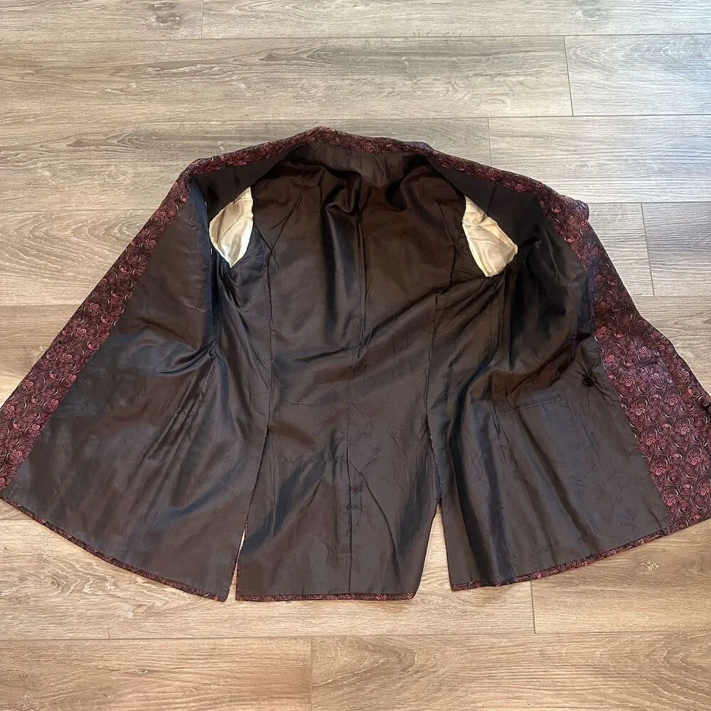 Vtg Brioni Italy 100% Silk Paisley Brocade Smoking Jacket Tuxedo Blazer Sz 38R